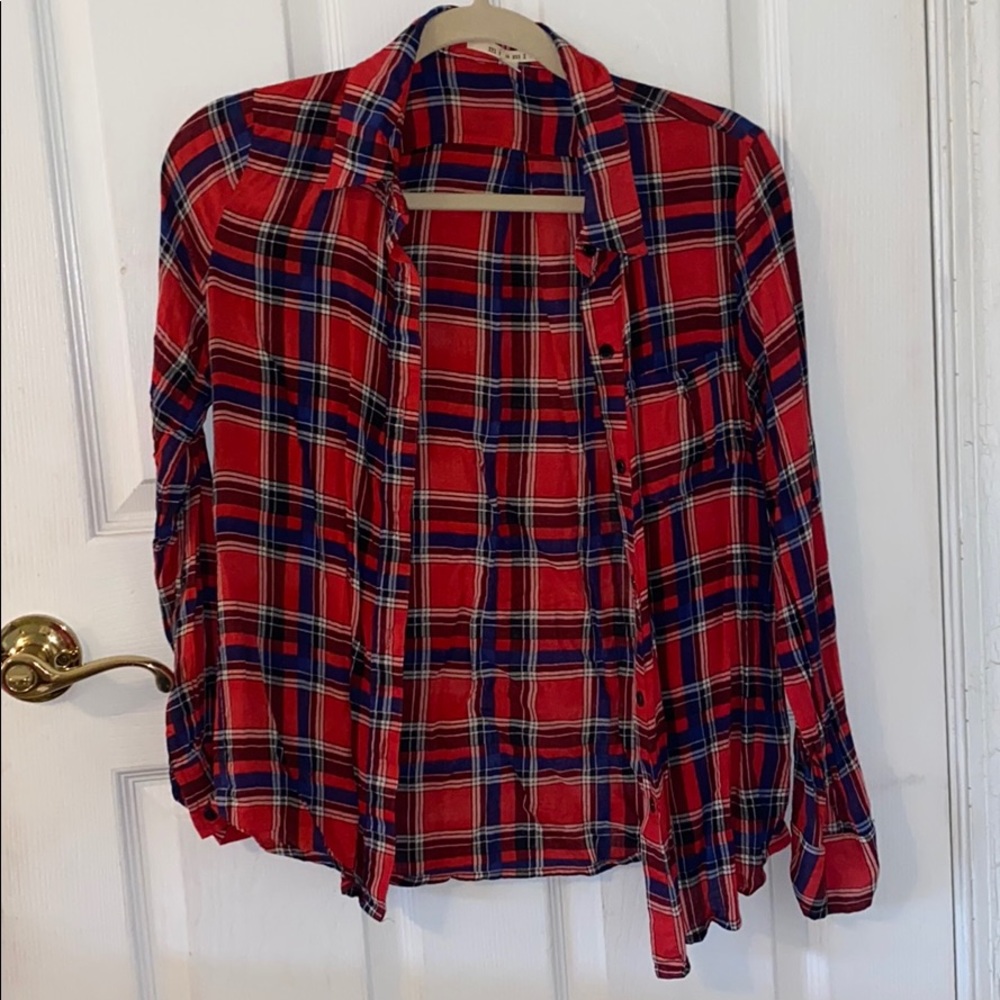 Red and Blue Flannel Pattern Shirt